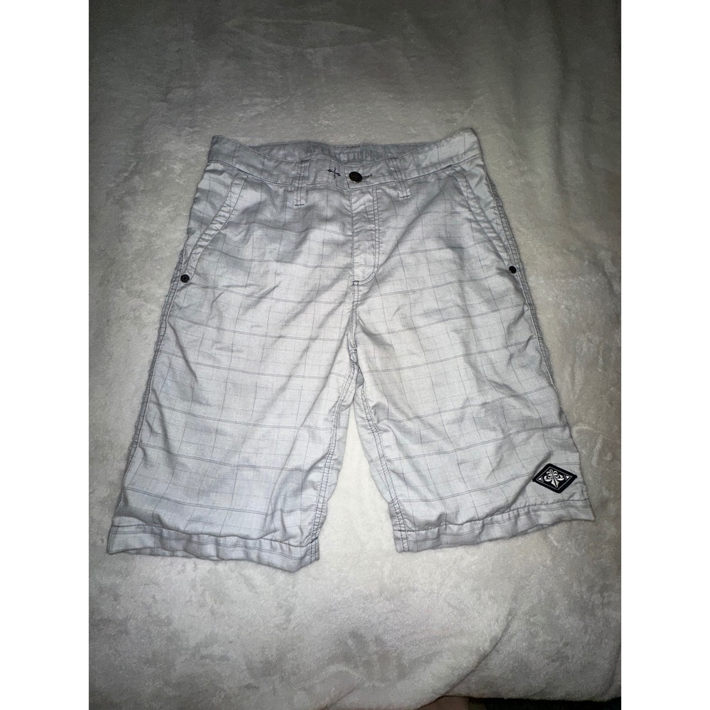 Affliction Men's Plaid Shorts Gray Casual Walk Shorts Size‎ 32